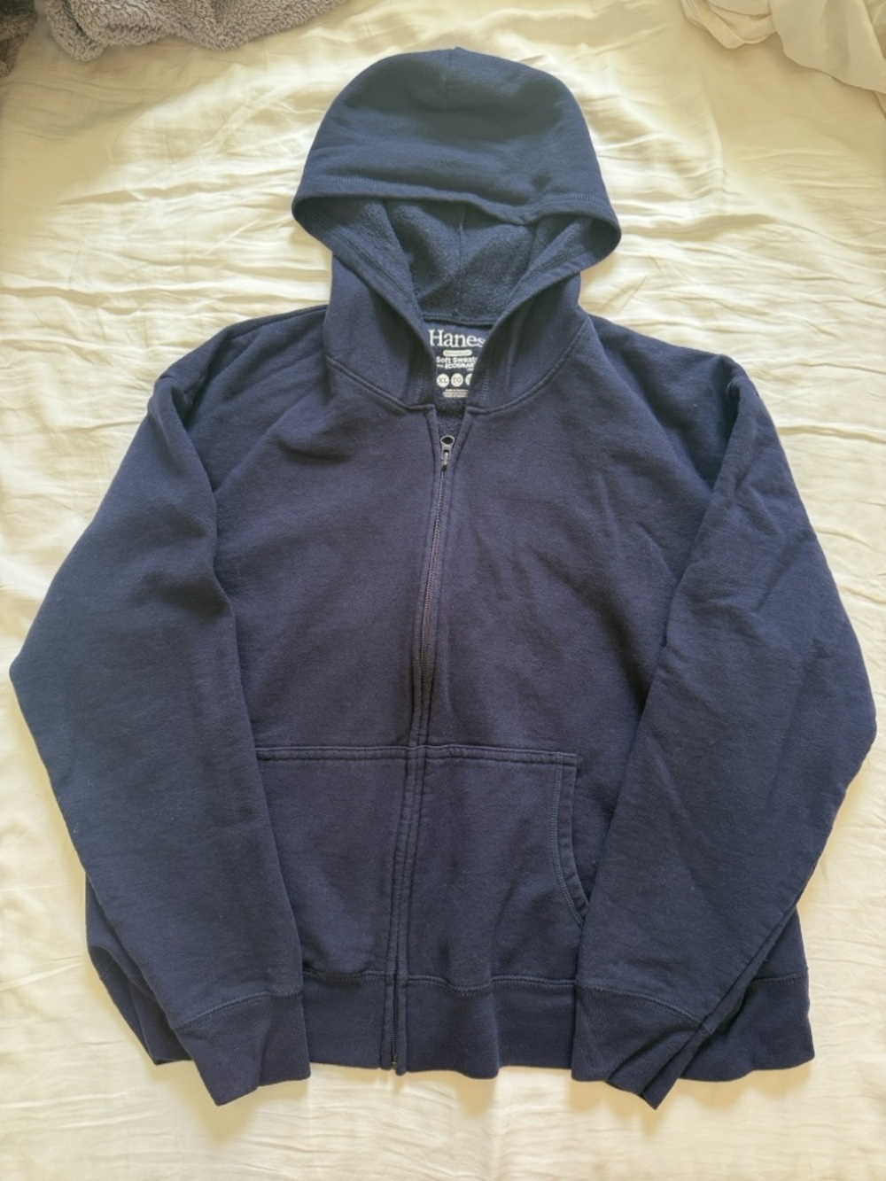 Hanes Men's Navy Full Zip Hooded Sweatshirt